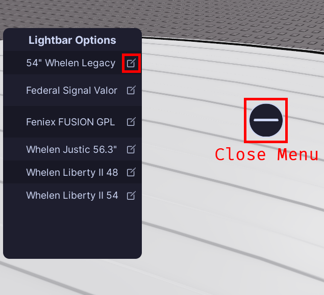 Image showing equipment selection menu