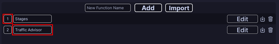Editing function name and weight